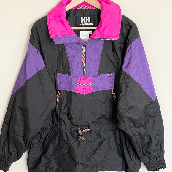 Vintage 80s 90s Helly Hansen Pullover Neon Windbreaker Jacket Women’s Medium - Picture 2 of 6